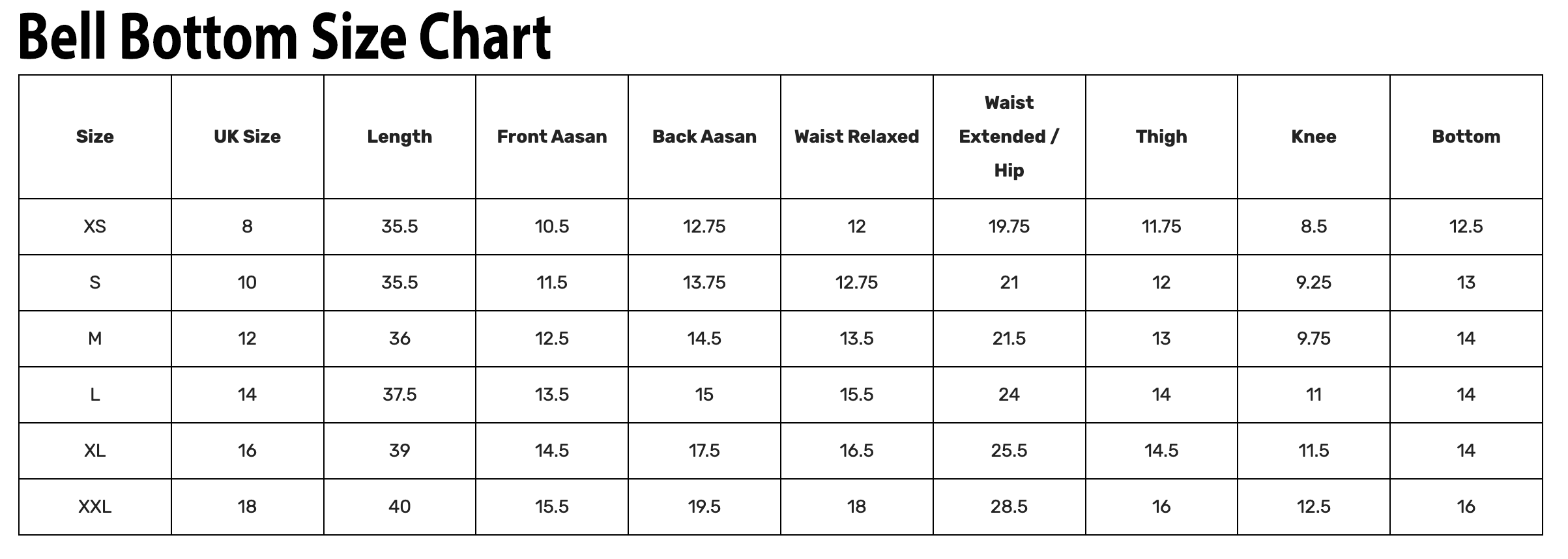 Size Chart