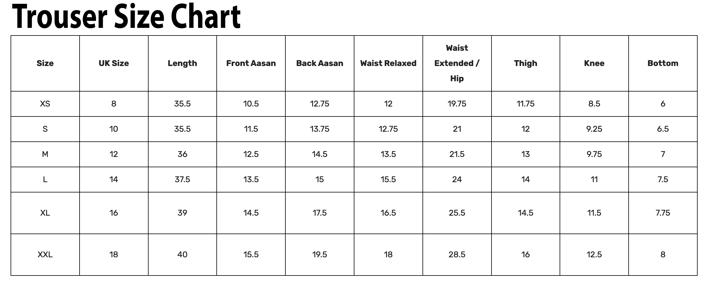 Size Chart