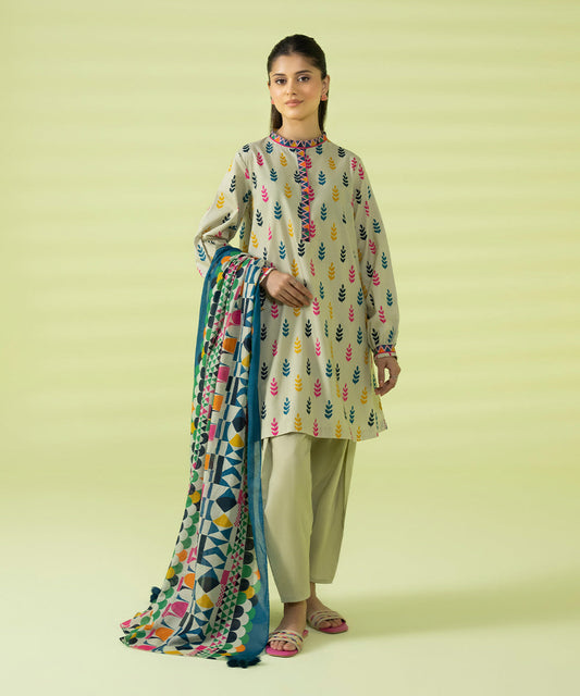 Sapphire - Lawn Collection - Ivory 3 Piece - Stitched - 002DDY23ZV26