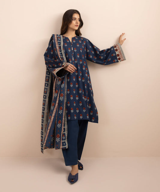 Sapphire - Lawn Collection - Navy 3 Piece - Stitched - 00U3PDY24D11