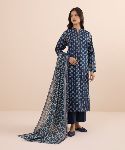 Sapphire - Lawn Collection - Navy 3 Piece - Stitched - 00U3PDY24D13