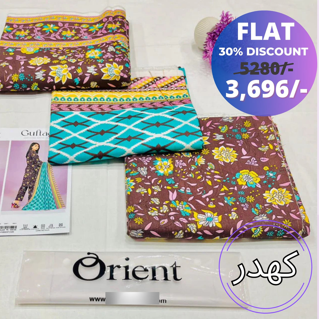 30% Discount on Brown - Orient Unstitched Khaddar 3 Piece Suit