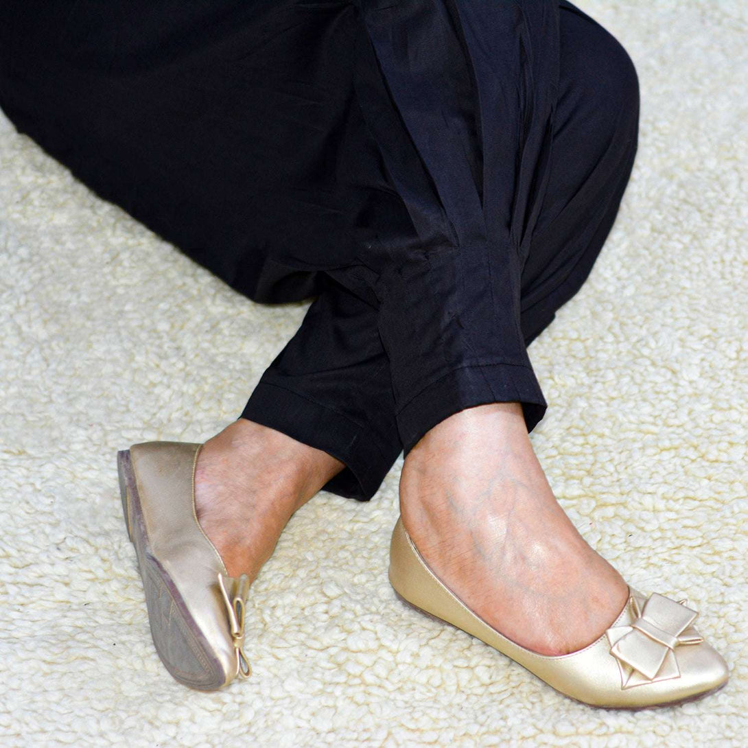 Black - Pleated-Trousers Shalwar for Women in Cotton