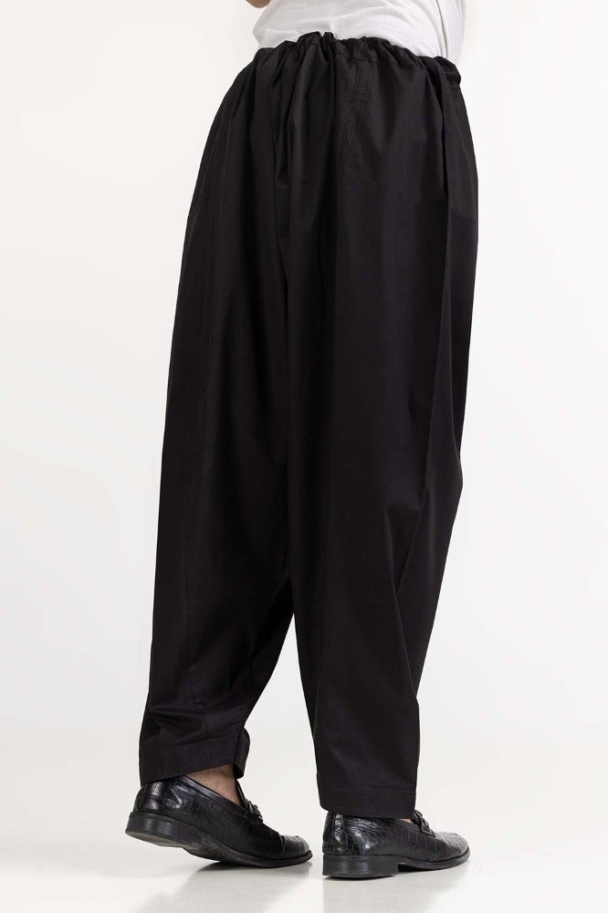 Black - Shalwar/Trousers For Men In Cotton - Back