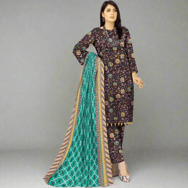 Brown - Orient Unstitched Khaddar 3 Piece Suit