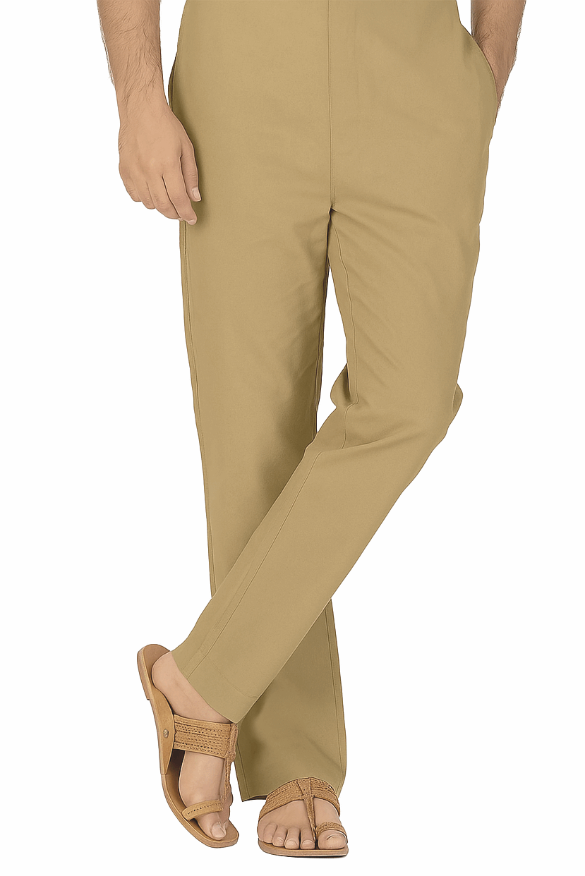 Camel - Unisex Cotton Trousers With Pockets