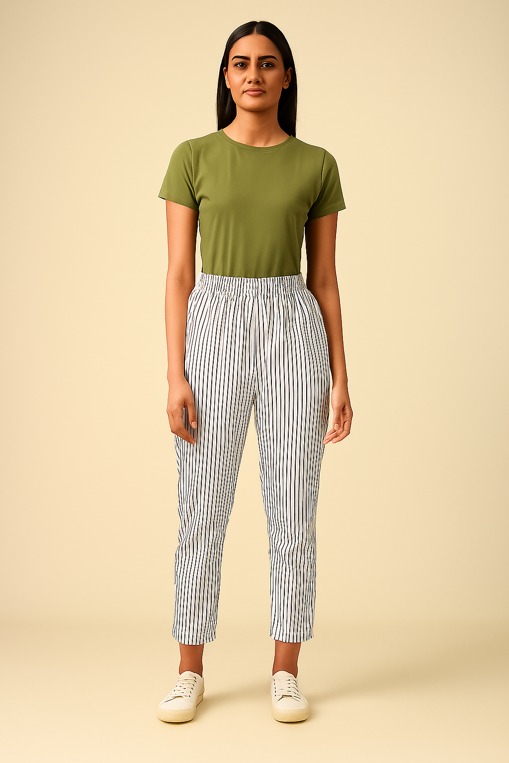 Chain Stripes Cotton Printed Trousers For Women
