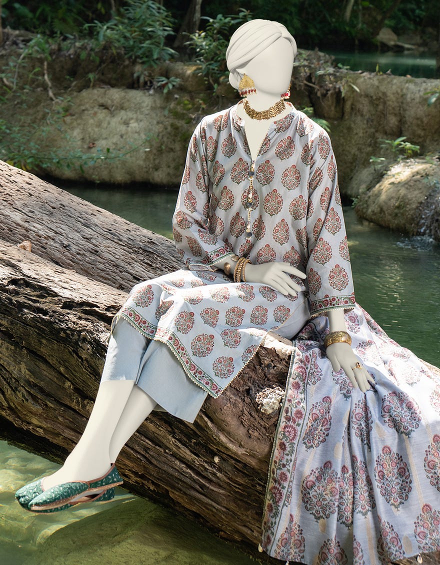 Gray Printed - Stitched J. 2-Piece Lawn Suit - Full With Dupatta