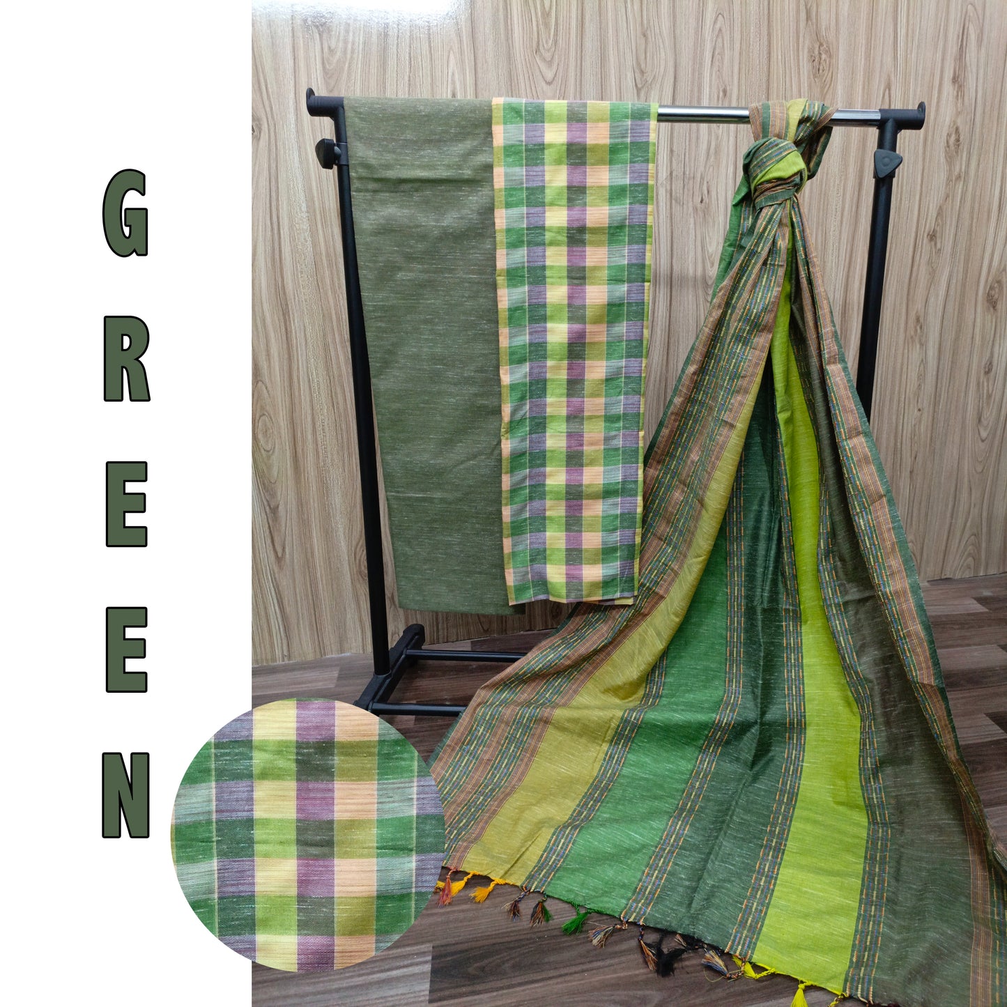 Khaadi Jacquard - Green - Handwoven Fabric Suits - Rangoli 3 Pcs - Unstitched