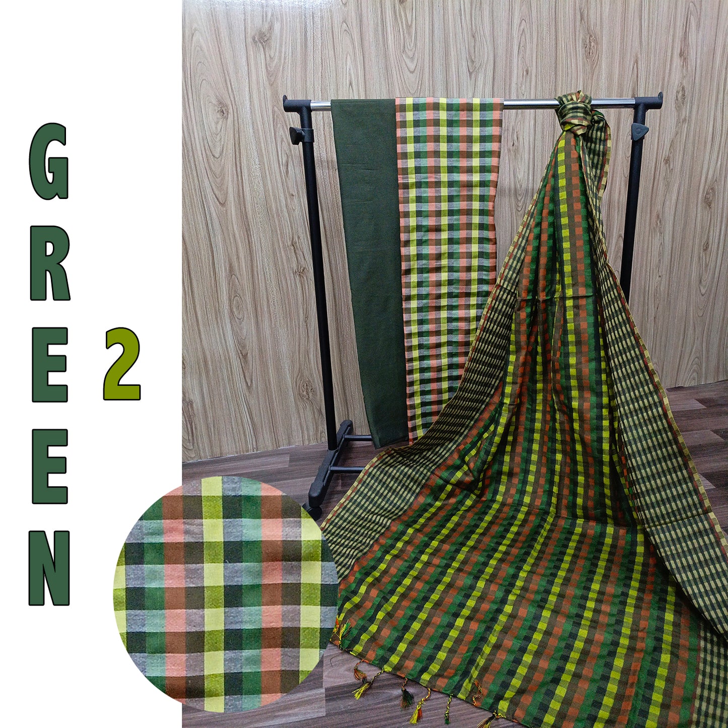 Winter Collection -  Khaadi Khaddar - Green Check - Handwoven Fabric Suits - Rangoli 3 Pcs - Unstitched