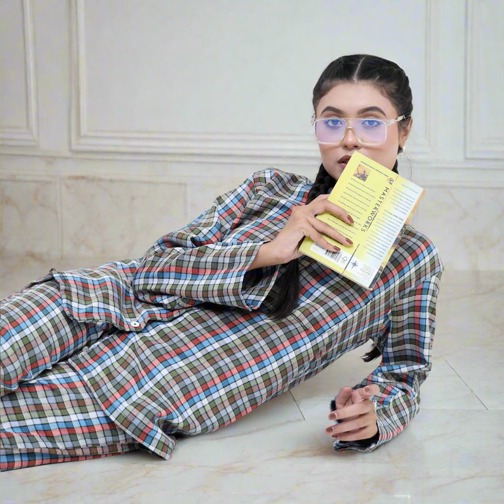 Green Check - Fleece Night 2-Piece Suits - Relaxed Sitting