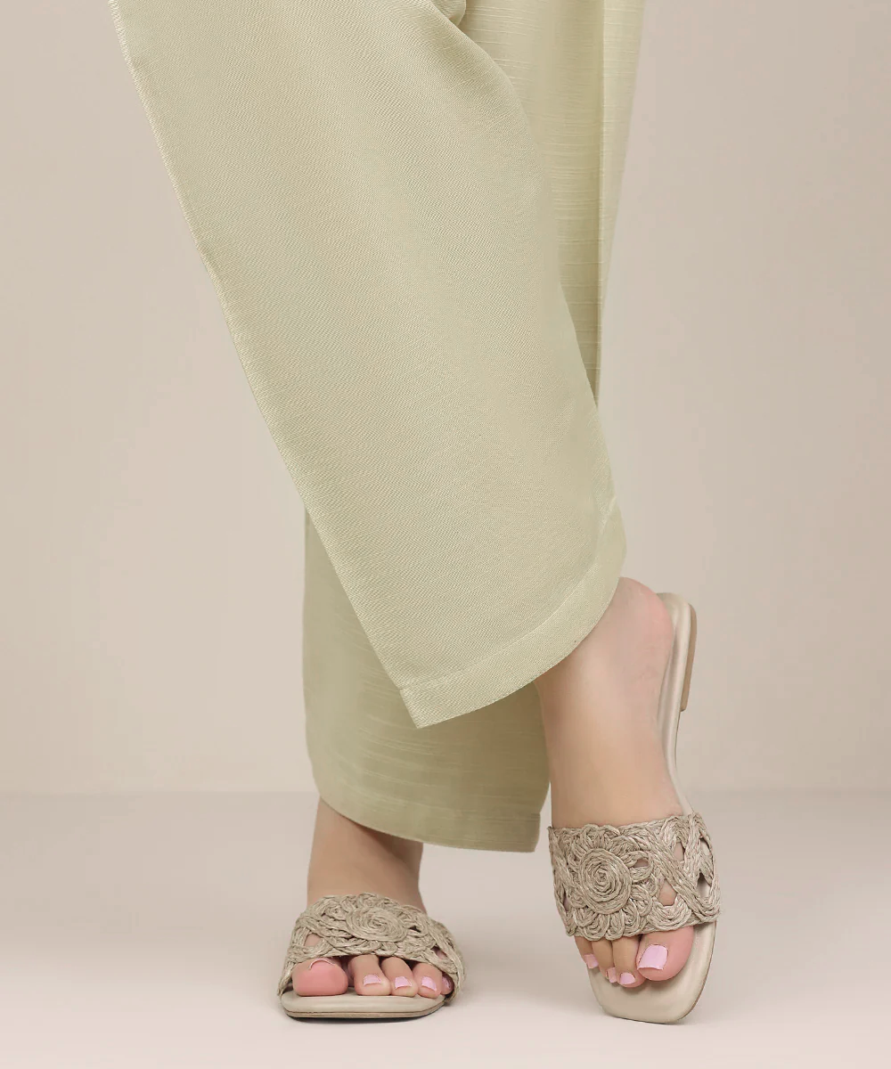 Ivory - Stitched Shalwar/Trousers For Women In Khaddar - Front