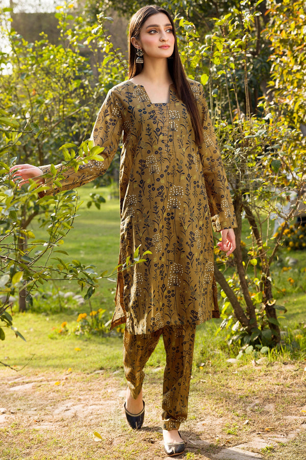 Motifz - Lawn Collection - Brown 2 Piece - Stitched - MWU04684