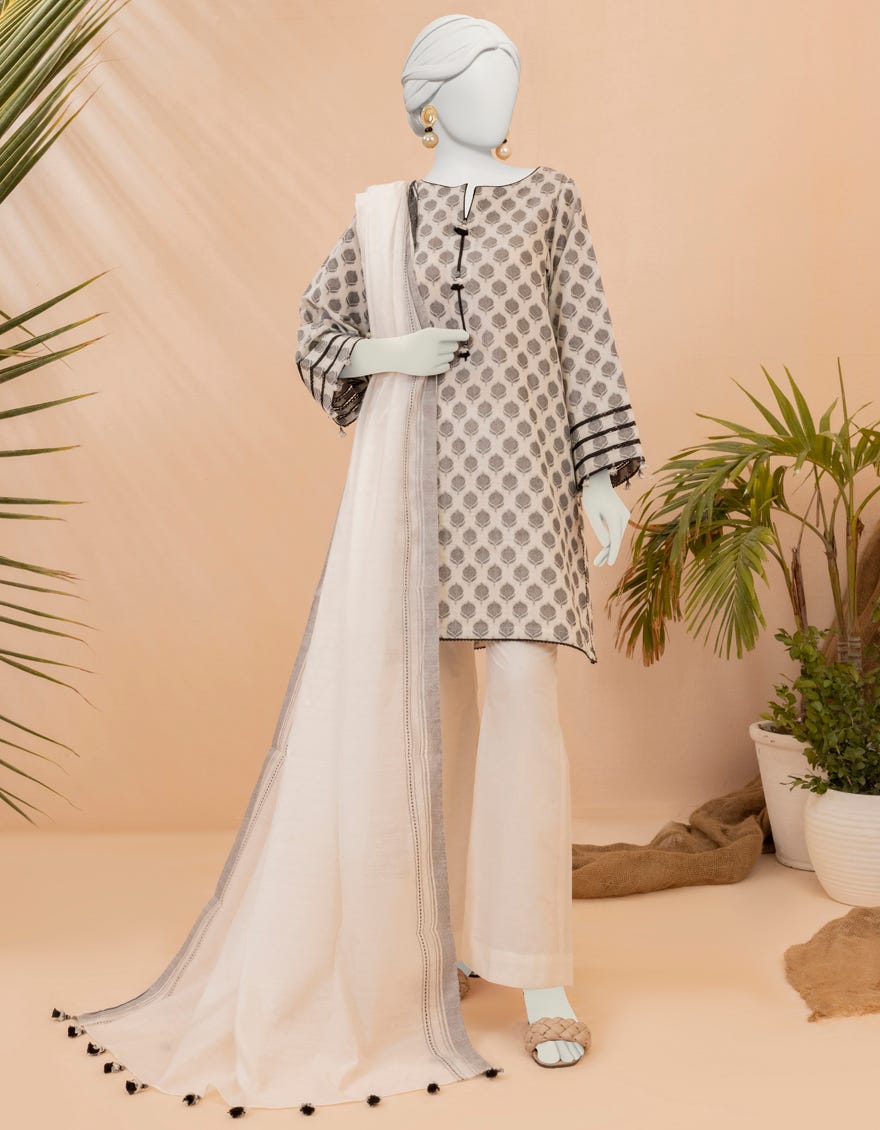 Off-White - J. 2-Piece Printed Stitched Lawn Suit - Full