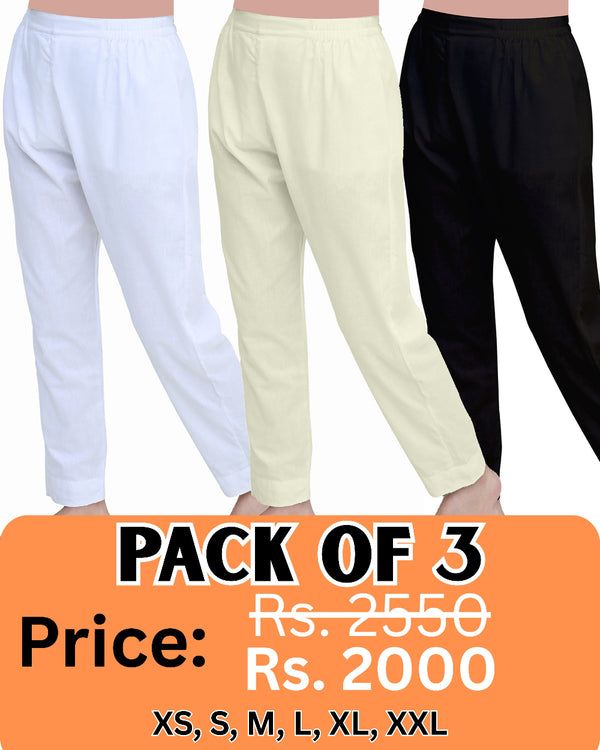 Pack of 3 - Basic Trousers in Cotton – BTL01 - ( BWI )