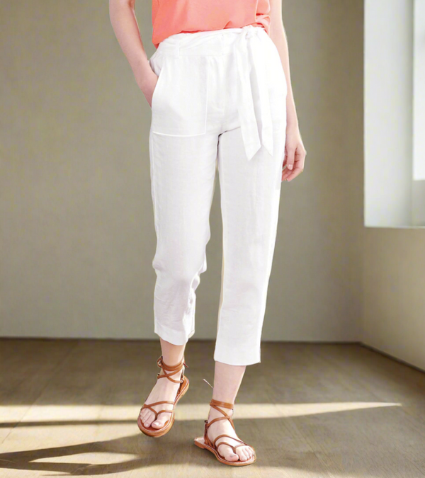 Paperbag Waist-Pants/Trousers For Women In Cotton