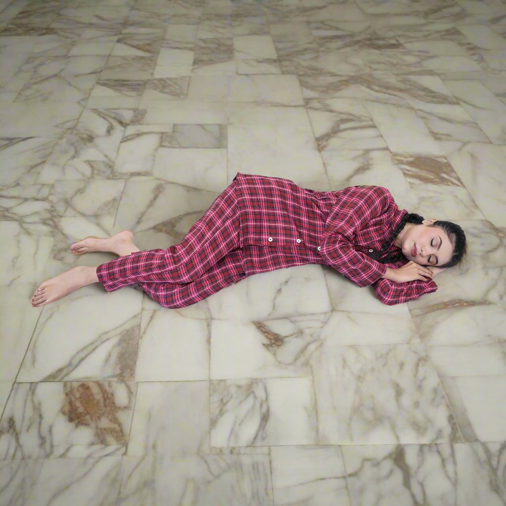 Pink Check - Fleece Night 2-Piece Suits - Full