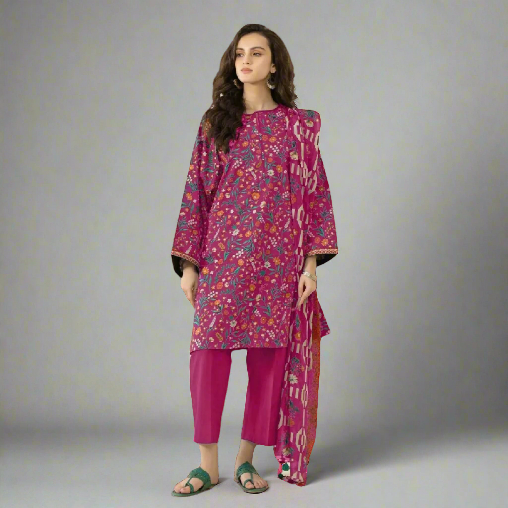 Pink Digital-printed - Sapphire Khaddar 3-Piece Suit