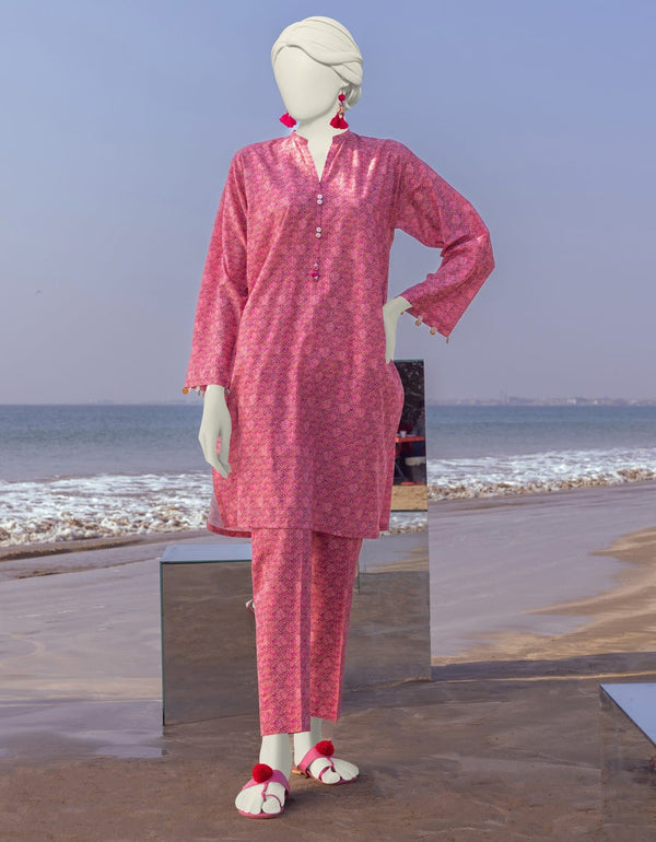 Pink Printed - Stitched J. 2-Piece Lawn Suit