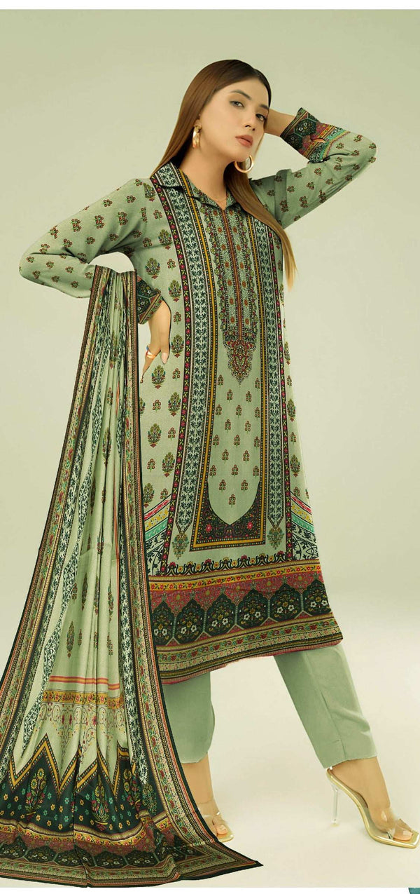 Pista-Green - Digital Printed Linen 3-piece Suit