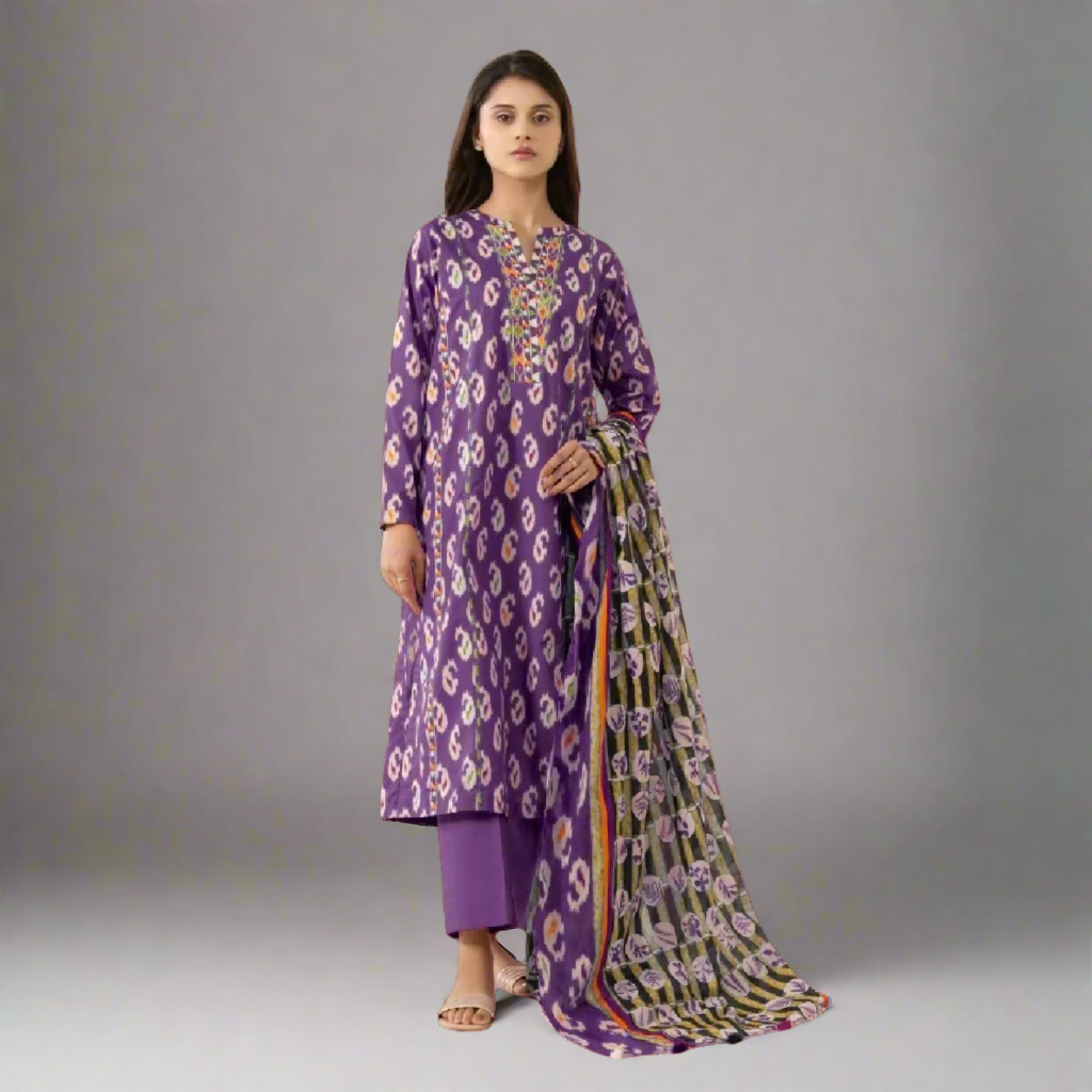 Purple - Sapphire Khaddar Digital-printed 3-Piece Suit