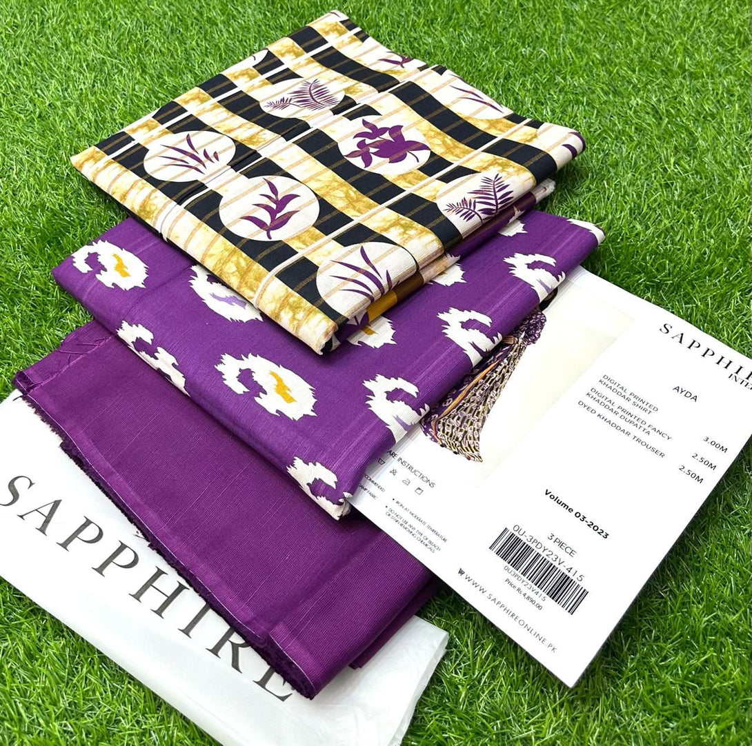 Purple - Sapphire Khaddar Digital-printed 3-Piece Suit - Kameez, Shalwar & Dupatta