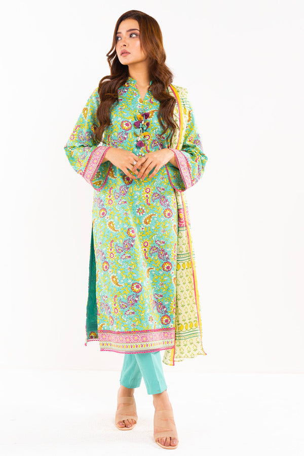 Alkaram - Lawn Collection - Turqouise 3 Piece - Stitched - SS-19.1-24-Turqouise