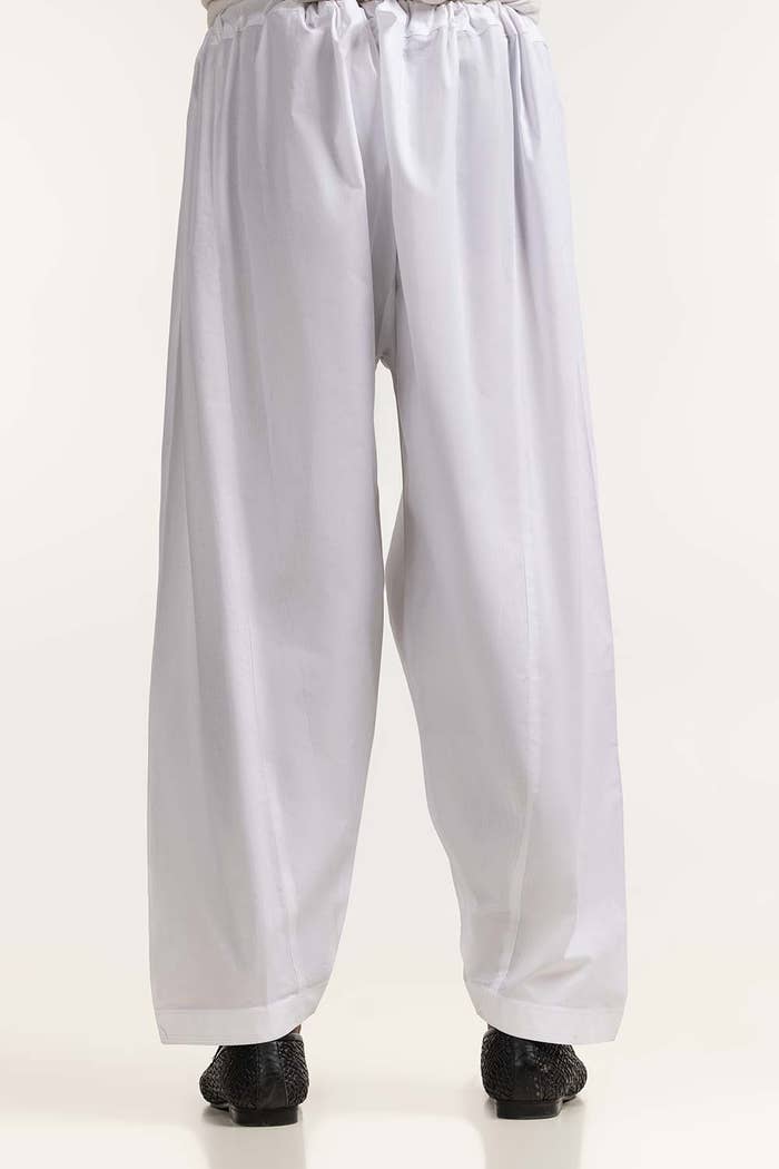 White - Shalwar/Trousers For Men In Cotton - Back