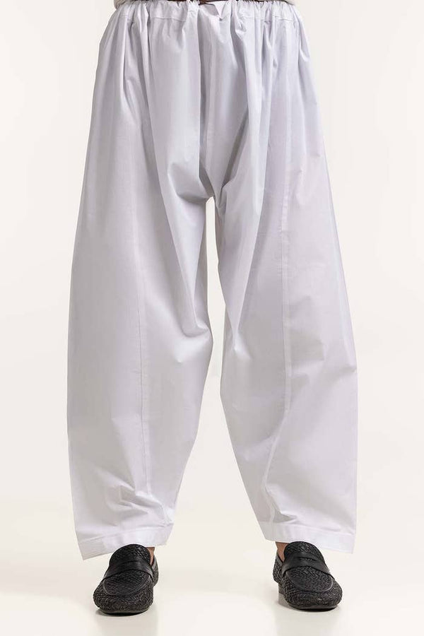 White - Shalwar/Trousers For Men In Cotton - Front