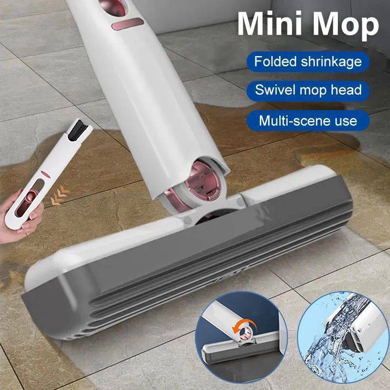 MINI PORTABLE MOP FOR KITCHEN, CAR, BOOKS, SQUEEZING SPONGE, OFFICE CLEANER, GLASS BOOKS, HOUSEHOLD TOOLS - Dhanak Boutique