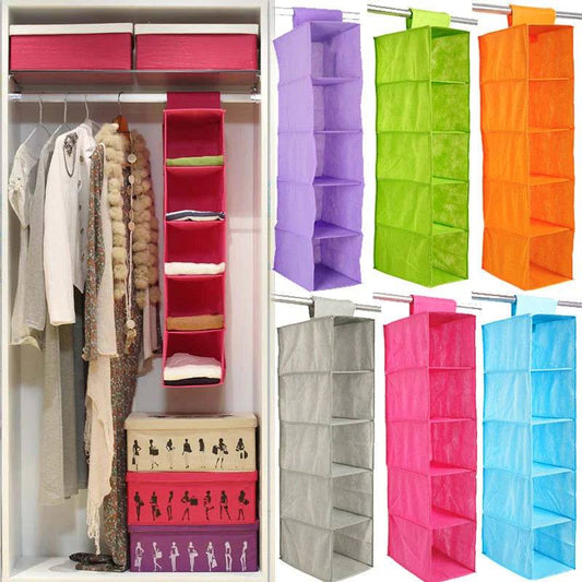 5 shelf Closet Hanging Closet Storage Organizer - Dhanak Boutique