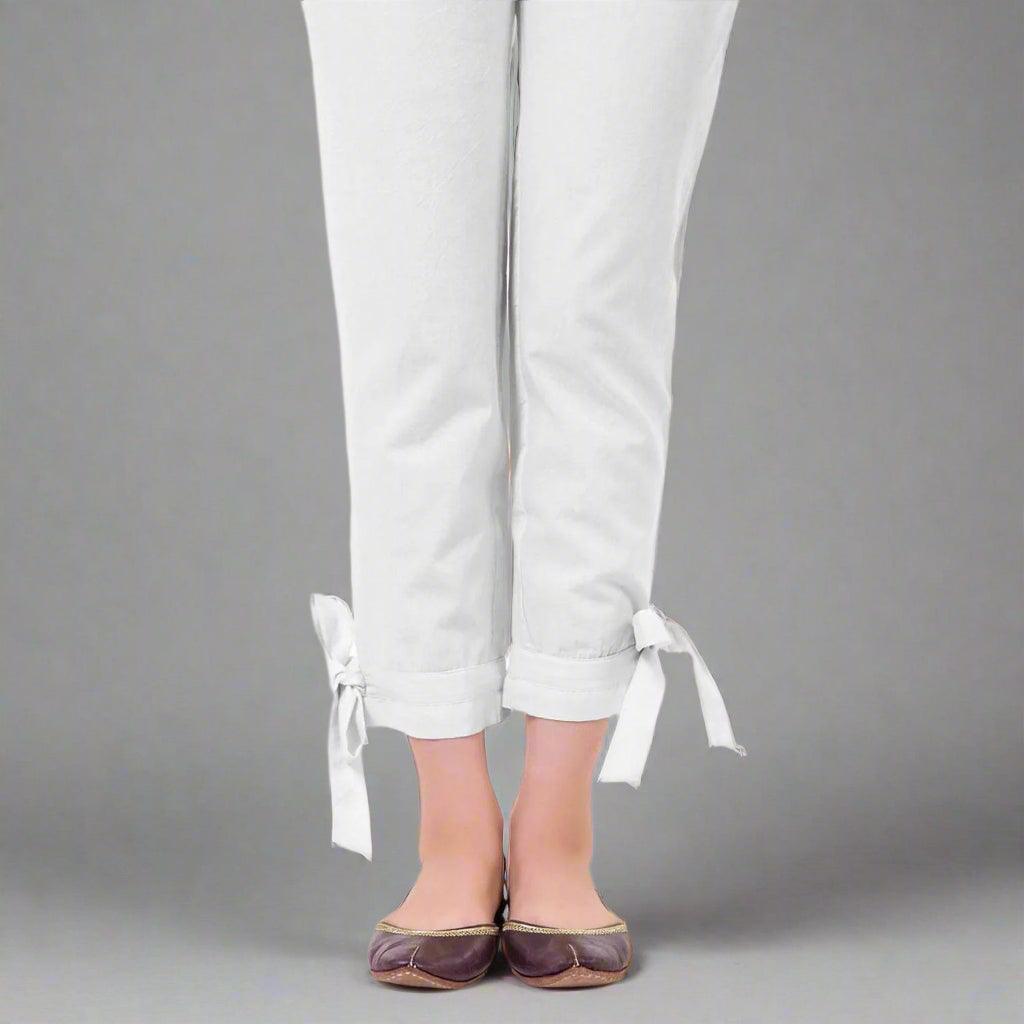 Bow Tie-up Pants / Trousers for Women in Cotton - BTP01 - Dhanak Boutique