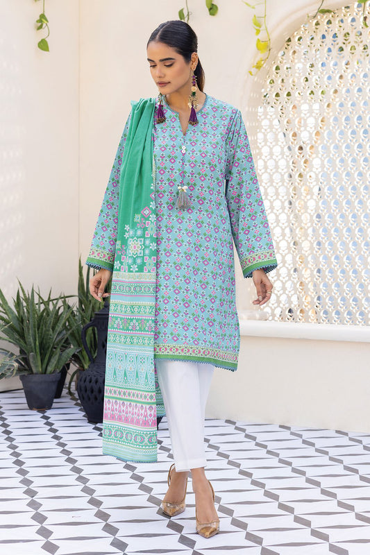 Khaadi - Lawn Collection - Teal 2 Piece - Stitched - LLA240203-Teal